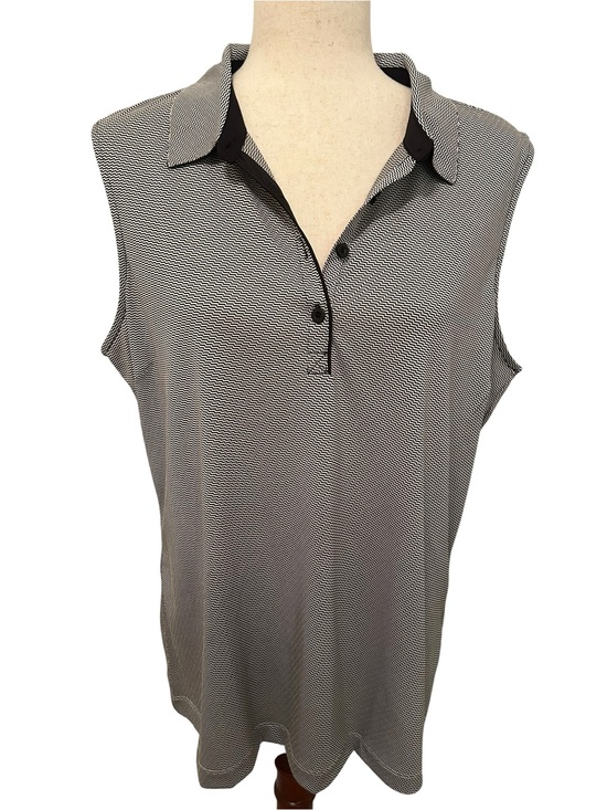 EPNY Tops - EPNY GOLF NEW Sleeveless Geometric Jacquard Polo Black White XL NWT Performance
